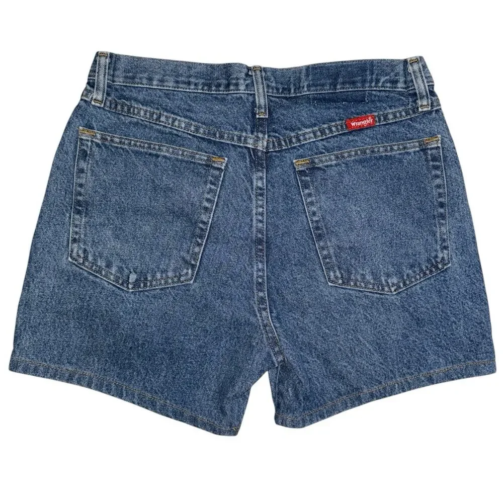 Wrangler Denim Shorts Womens 34 High Rise Blue Jean 5 Pocket Classic - Picture 4 of 5